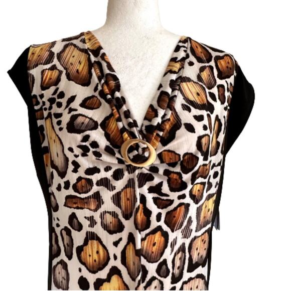 Peter Nygard Dress Cheetah Animal Print Jersey Stretch Dress Size MP NEW - Picture 3 of 12